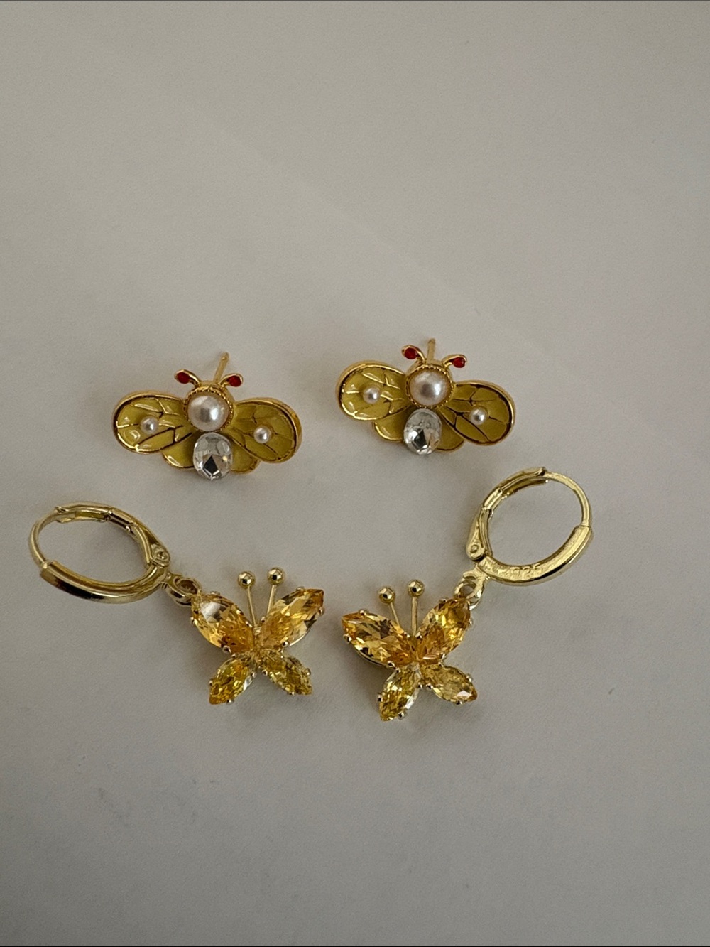 Gold-Tone Bee 🐝 and Butterfly 🦋 Earrings